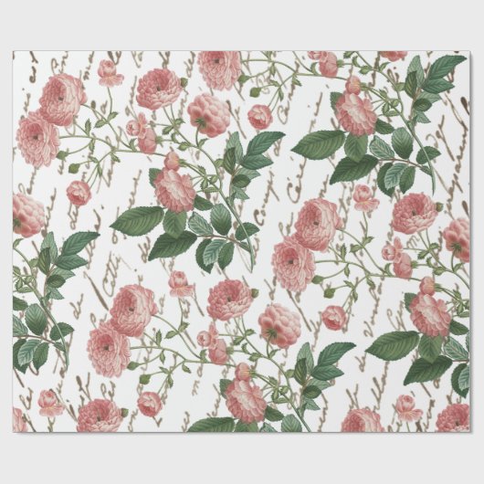 Roze Rose  Frans Script Gouden Tekst Cadeaupapier (Vlak)