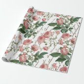 Roze Rose  Frans Script Gouden Tekst Cadeaupapier (Uitgerold)