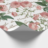 Roze Rose  Frans Script Gouden Tekst Cadeaupapier (Hoek)