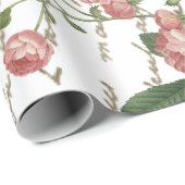 Roze Rose  Frans Script Gouden Tekst Cadeaupapier (Rol Hoek)