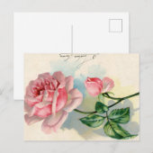Roze Rose Frans Script  Valentijn Briefkaart (Voorkant / Achterkant)
