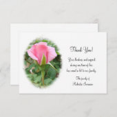 Roze Rose Funeral - Hartelijk dank - 3 1/2x5 Bedankkaart (Voorkant / Achterkant)