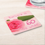 Roze Rose Funny 60, wat Floral 60th Birthday Kartonnen Onderzetters<br><div class="desc">Roze Rose Funny 60 dus wat Floral 60th Birthday Square Paper Onderzetter. Een mooi bloemetjesontwerp voor een vrouw die haar zestigste verjaardag viert - een mooie roze roze roze roze roze roze. onderzetter van verjaardagsfeestjes - u kunt het gemakkelijk personaliseren met de naam, u kunt het leeftijdsaantal ook veranderen. Het...</div>