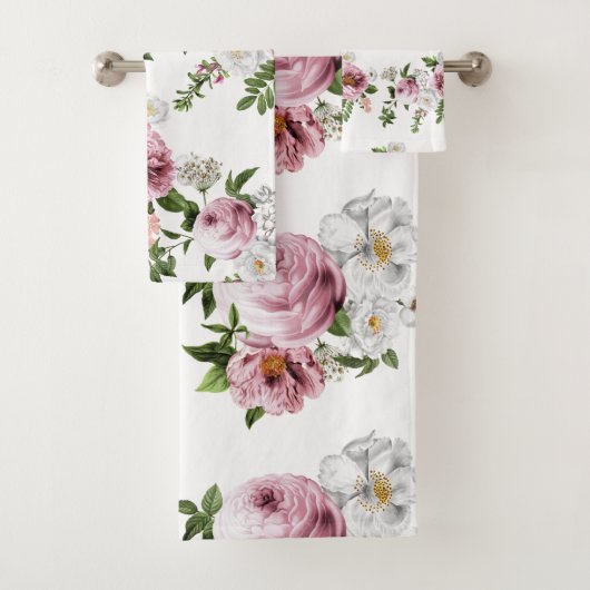 Roze Rose Garden Bad Handdoek (Insitu)