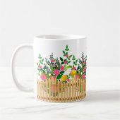 Roze Rose Garden Fence – Elegante Bloemenkunst Koffiemok (Links)