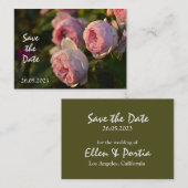 Roze Rose Garden Flower Save the Date Card Notitiekaartje (Voorkant / Achterkant)