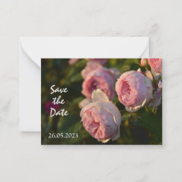 Roze Rose Garden Flower Save the Date Card Notitiekaartje