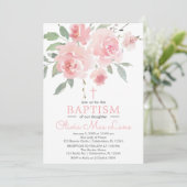 Roze Rose Garden Girl Baptism Kaart (Staand voorkant)