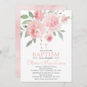 Roze Rose Garden Girl Baptism Kaart (Voorkant / Achterkant)