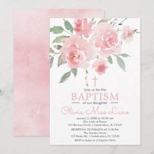 Roze Rose Garden Girl Baptism Kaart