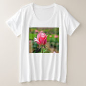 Roze Rose Garden Grote Maat T-shirt (Design voorkant)