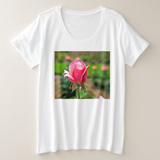 Roze Rose Garden Grote Maat T-shirt (Design voorkant)