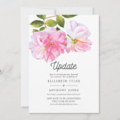 Roze Rose Garden Postponed Wedding Update Kaart (Voorkant)