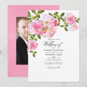 Roze Rose Garden Weddenfoto Kaart (Voorkant / Achterkant)