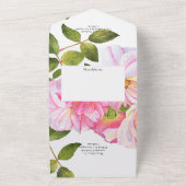 Roze Rose Garden Wedding All In One Uitnodiging (Buitenkant)