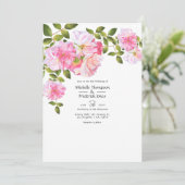 Roze Rose Garden Wedding Kaart (Staand voorkant)