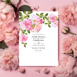 Roze Rose Garden Wedding Kaart