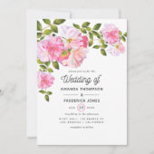 Roze Rose Garden Wedding Kaart (Voorkant)