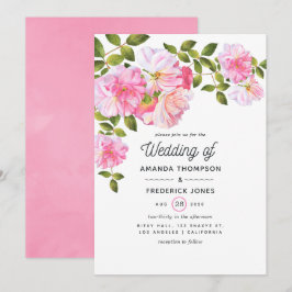 Roze Rose Garden Wedding Kaart