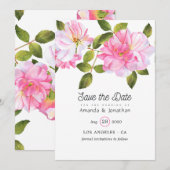 Roze Rose Garden Wedding Save The Date (Voorkant / Achterkant)