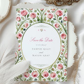 Roze Rose Garden Wedding Save the Date Kaart