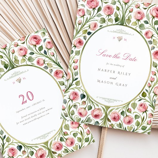 Roze Rose Garden Wedding Save the Date Kaart