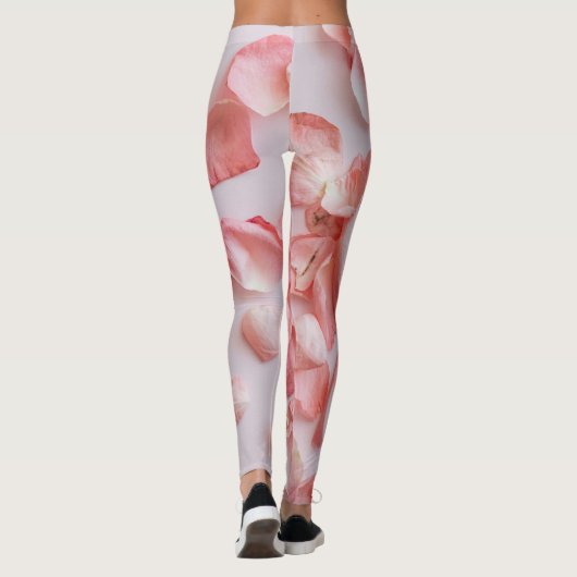 Roze Rose Gedrukte Leggings (Achterkant)