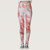 Roze Rose Gedrukte Leggings (Voorkant)