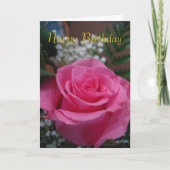 Roze Rose Gelukkige Verjaardag Kaart (Voorkant)