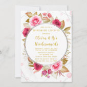 Roze Rose Geometric Alcohol Ink Bridesmaids Lunch Kaart (Voorkant)