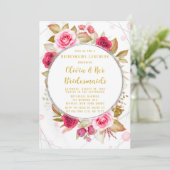 Roze Rose Geometric Alcohol Ink Bridesmaids Lunch Kaart (Staand voorkant)