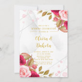 Roze Rose Geometric Alcohol Ink Elegant Wedding Kaart (Voorkant)