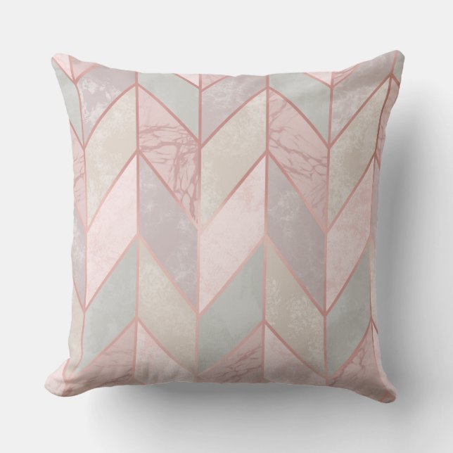 Roze Rose Geometric Designer Pillow Kussen (Voorkant)