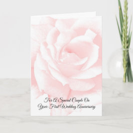 Roze Rose gepersonaliseerd 1e bruiloft Jubileum Kaart