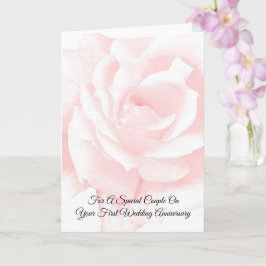 Roze Rose gepersonaliseerd 1e bruiloft Jubileum Kaart