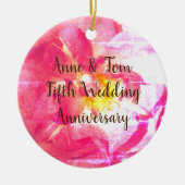 Roze Rose Gepersonaliseerd Jubileum Ornament (Voorkant)