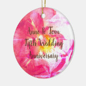 Roze Rose Gepersonaliseerd Jubileum Ornament (Links)