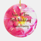 Roze Rose Gepersonaliseerd Jubileum Ornament (Achterkant)