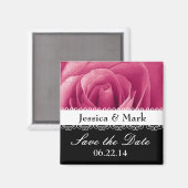 Roze Rose gepersonaliseerd Save the Date Bruiloft Magneet (Voorkant / Achterkant)