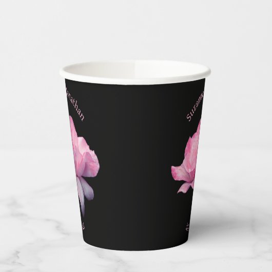 Roze Rose Gepersonaliseerde Bruid Papieren Bekers (Links)