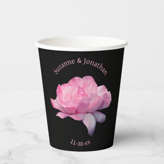 Roze Rose Gepersonaliseerde Bruid Papieren Bekers (Voorkant)