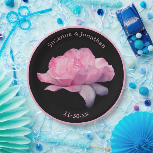 Roze Rose Gepersonaliseerde Bruid Papieren Bordje (Feest)