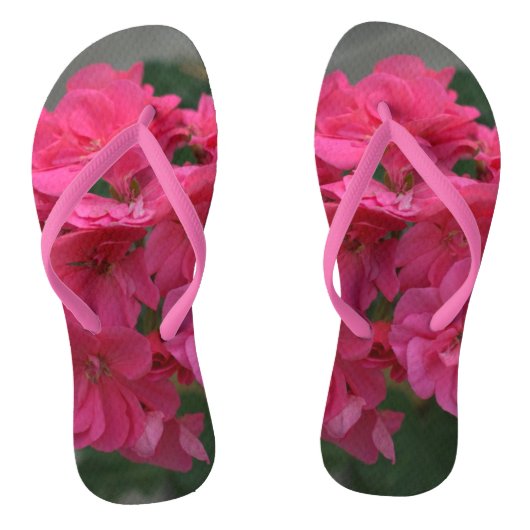 Roze Rose Geranium Teenslippers (Voetbed)