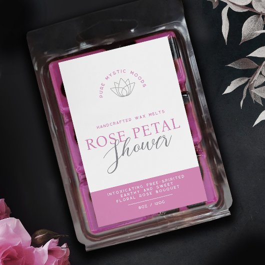 Roze rose geurende was smelt product label wijn etiket