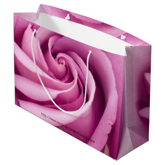 Roze Rose gevouwen tot perfectie Groot Cadeauzakje (Achterkant Gekanteld)