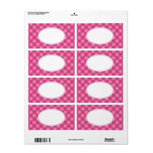 Roze Rose Gingham Labels (Full Sheet)