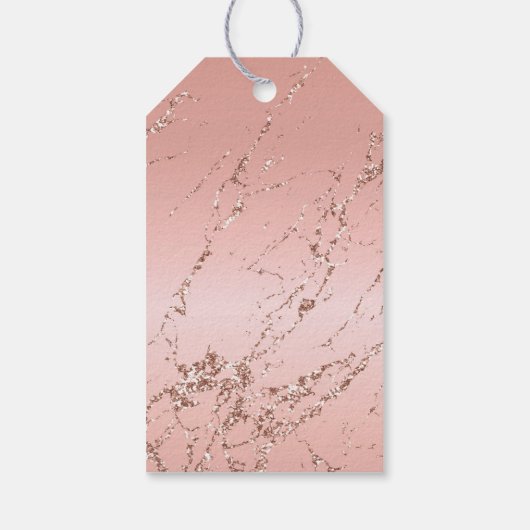 Roze Rose Glam Glitter Bruiloft Cadeaulabel (Achterkant)