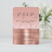 Roze Rose Glam Glitter Bruiloft RSVP (Staand voorkant)