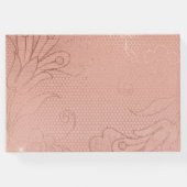 Roze Rose Glam Kant Bruiloft Gastenboek (Achterkant)