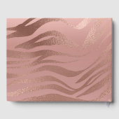 Roze Rose Glam Zebra Dierlijke Bruiloft Gastenboek (Achterkant)